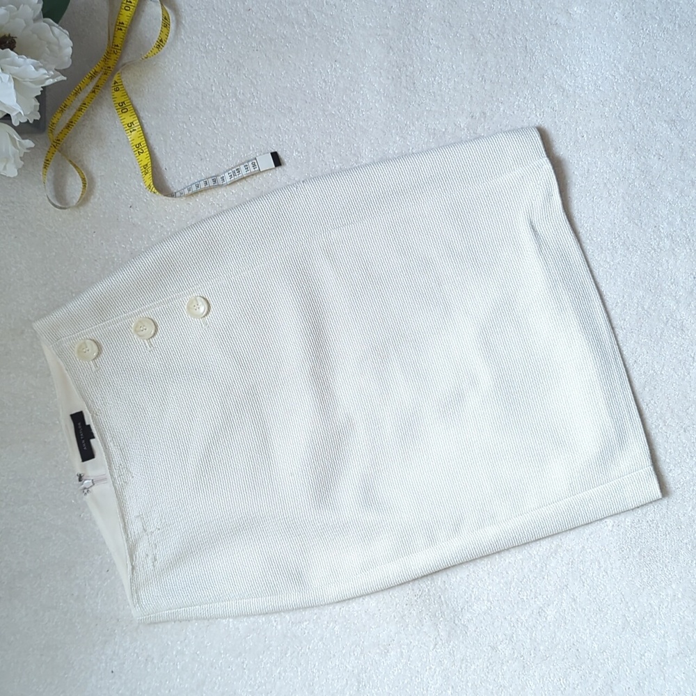Ann Taylor Cream Pencil Skirt Button Detail 2